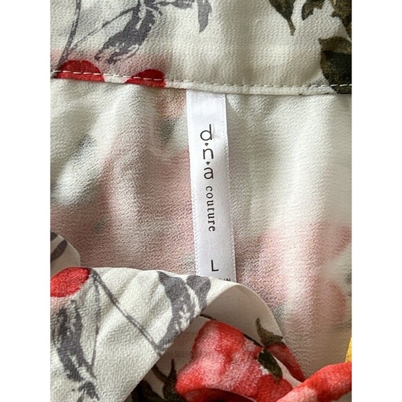 D.N.A. DNA Couture Chiffon Blouse Tank Sleeveless Floral Tie Fairy sz large - Picture 2 of 7